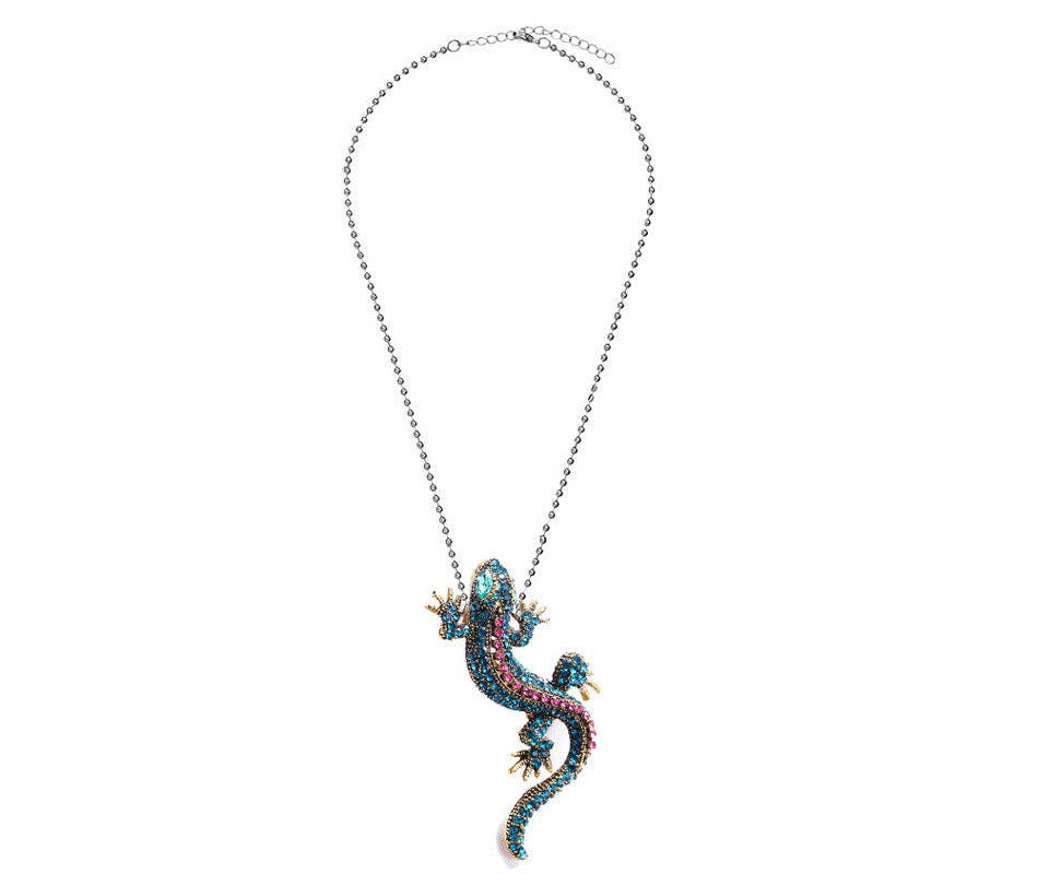 Alloy Rhinestone Lizard Brooch