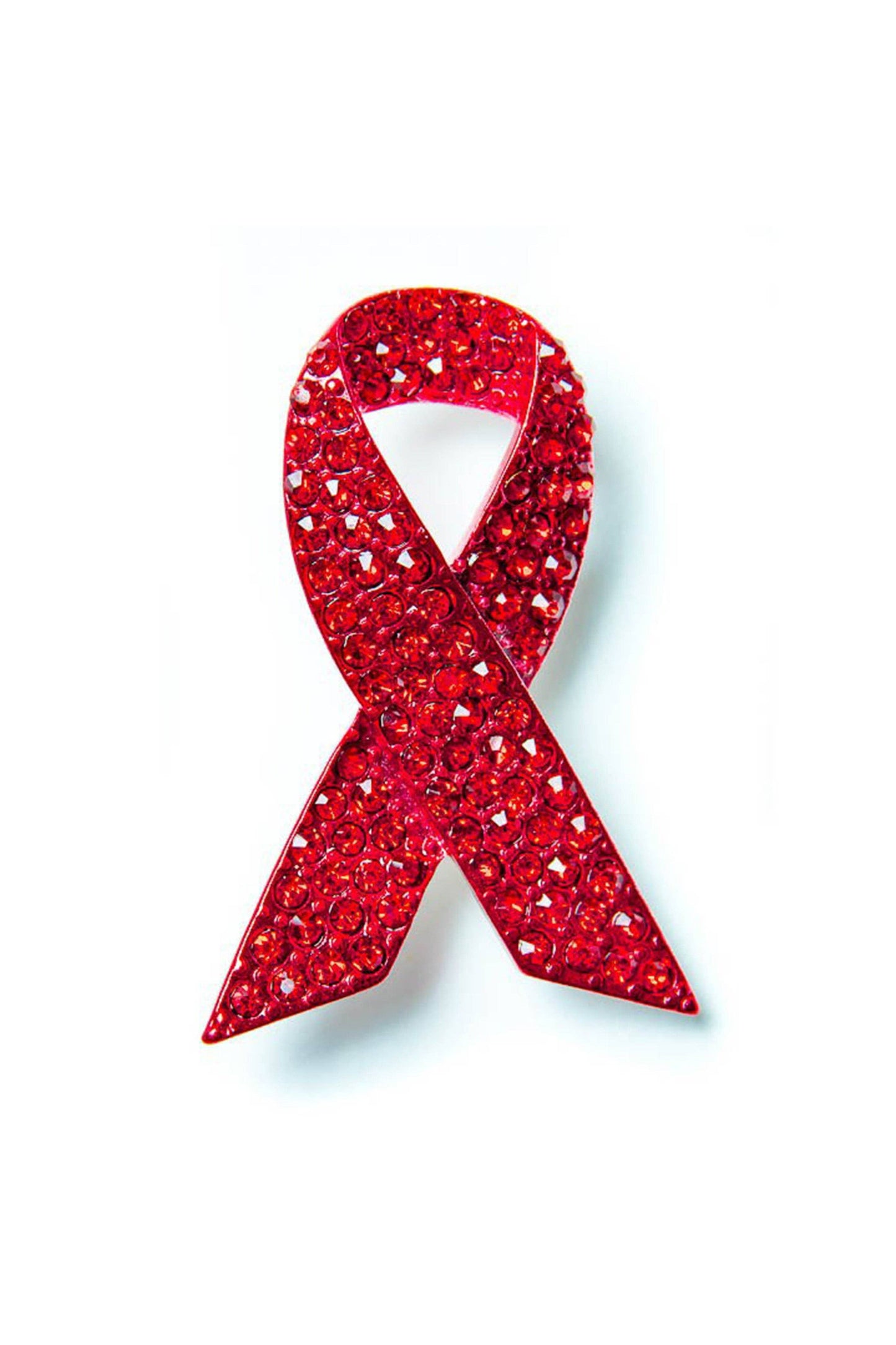 Red Ribbon Rhinestone Brooch