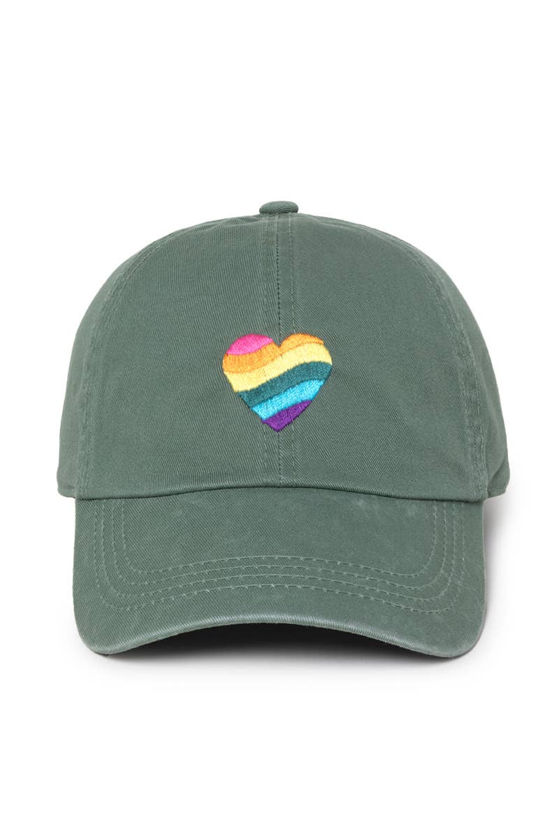 Wave Rainbow Heart Emb Cotton Baseball Cap.