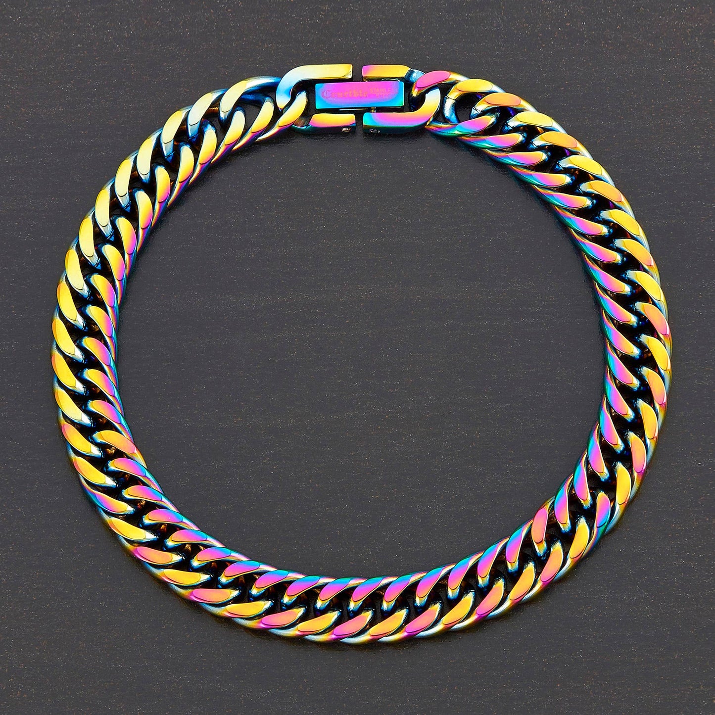 Crucible Stainless Steel 8mm Curb Chain Bracelet 8.25"