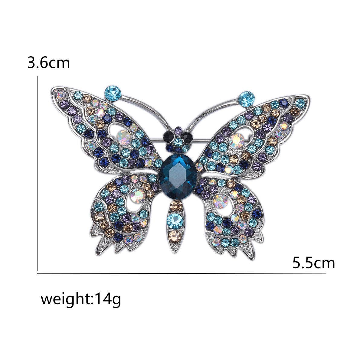 Butterfly Alloy Rhinestone Brooch