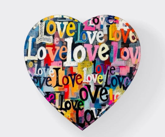 Love Collage Heart Paperweight Table Decor