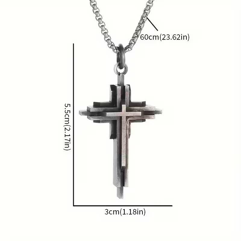 Modern Layered Cross Pendant