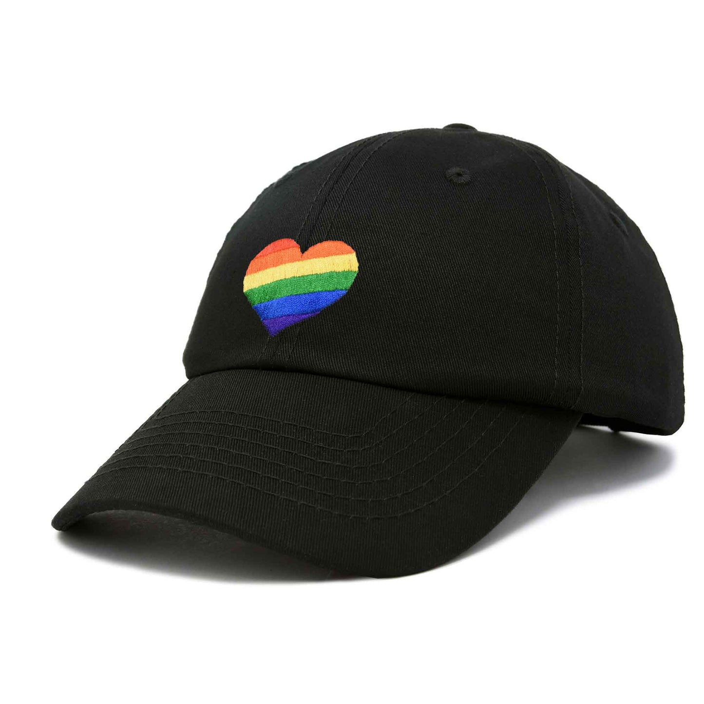 Rainbow Heart Hat Embroidered Washed Navy Blue-