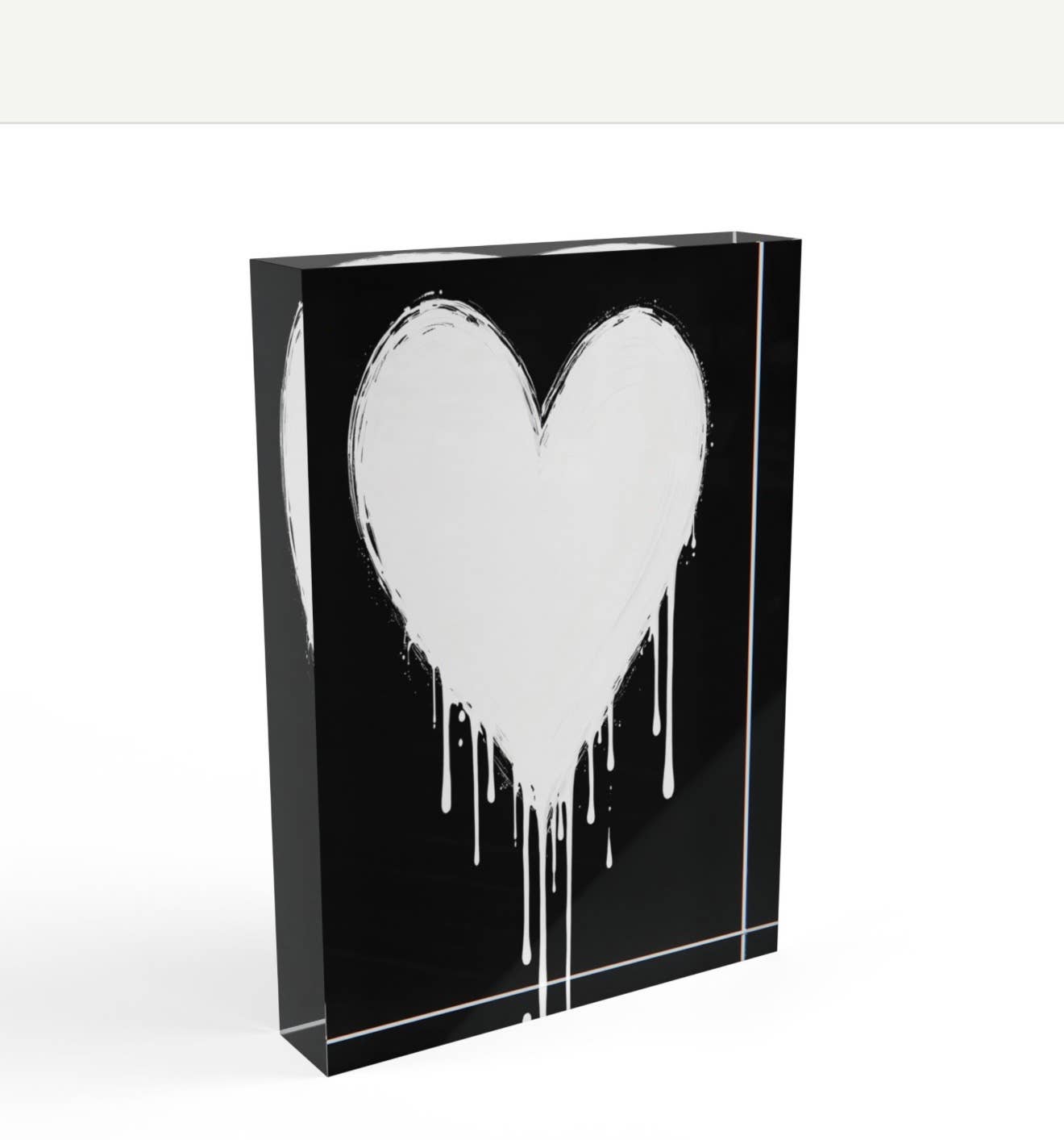 Modern Drippy Heart Art Crystal Block Table Decor
