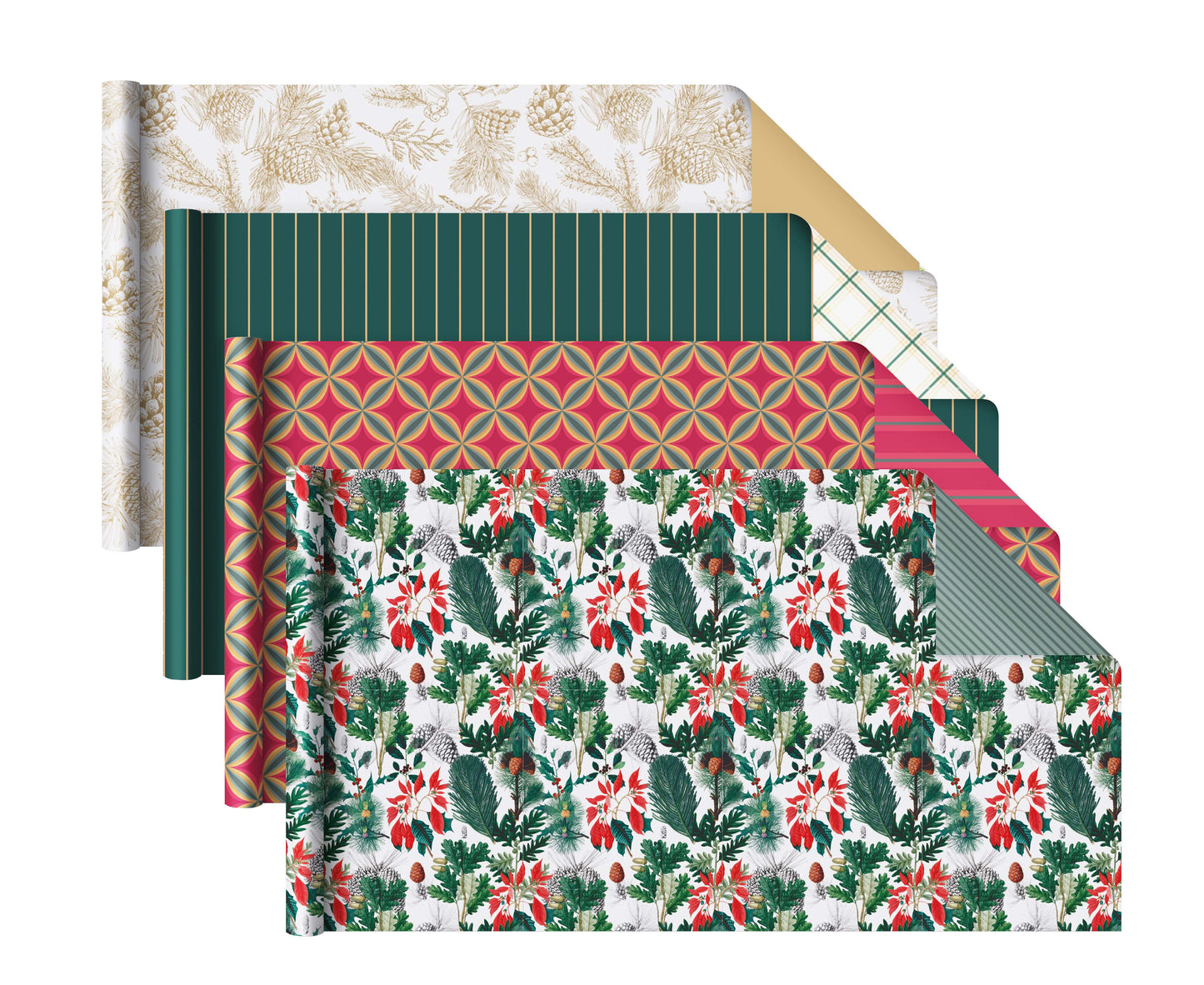 30" x 10' Wrapping Paper Bundle (4-pack) | Holiday Botanical