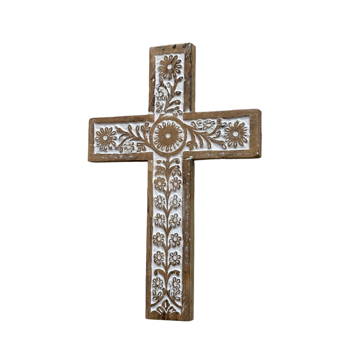 Primavera Hand Carved Wood Wall Cross Clearance