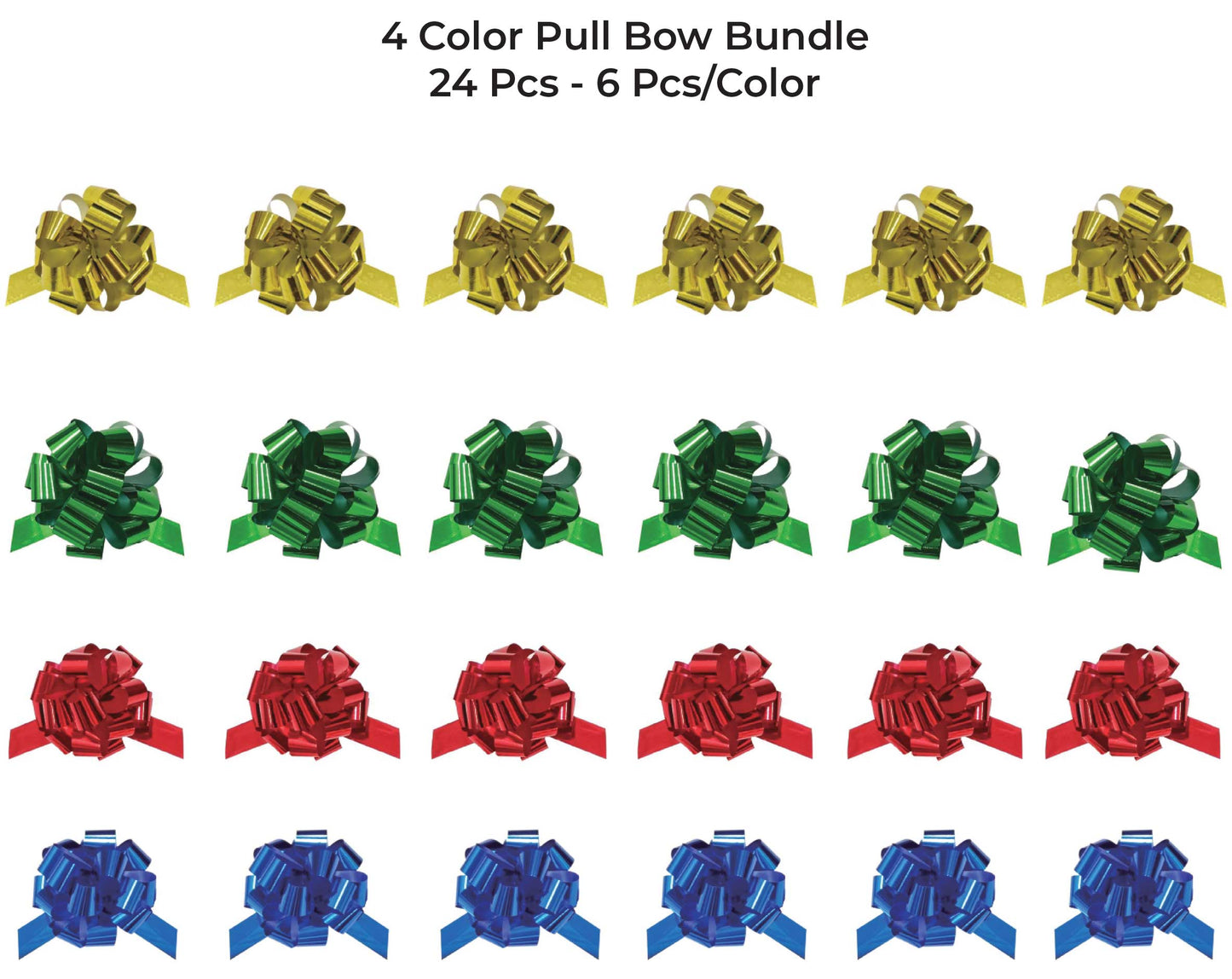 6" Metallic Pull Bow Bundle -Gold/Blue/Green/Red Sale