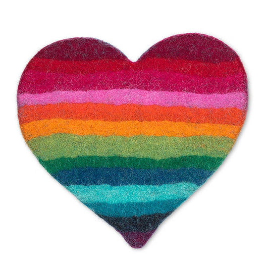 Rainbow Stripe Heart Trivet-9"W