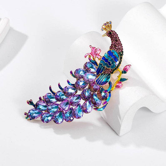 Peacock Rhinestone Brooch