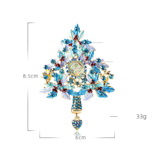Christmas Tree Angel Rhinestone Pin