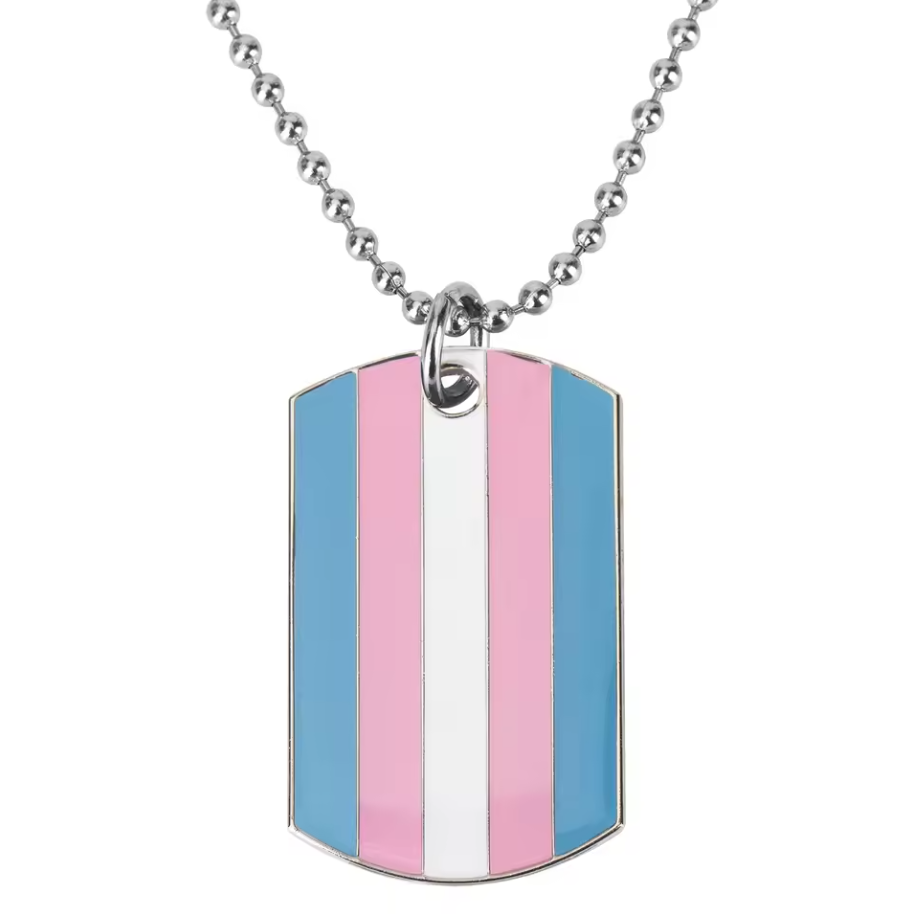 Equality Trans Flag Dog Tag Necklace