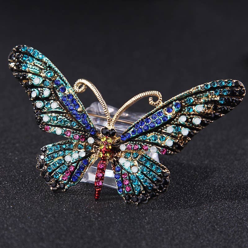 Alloy Rhinestone Butterflay Brooch