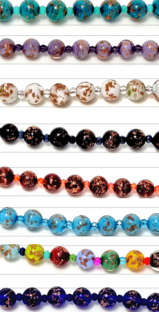 Murano Glass Rosary with Cross Necklace