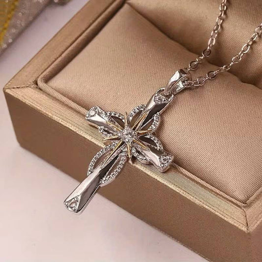 Swirl Solitaire Cross Pendant