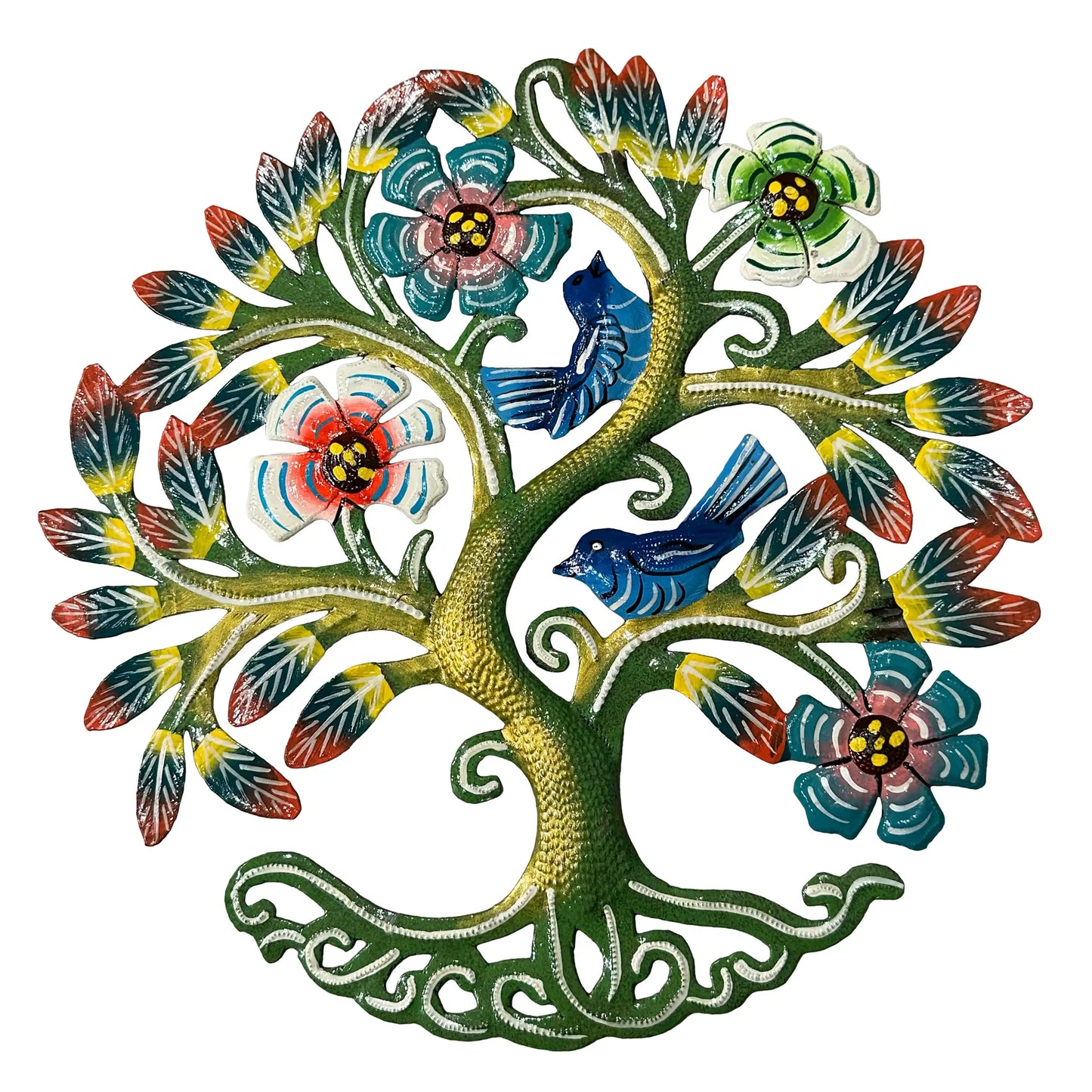 Small Painted Flowering Blue Bird Tree