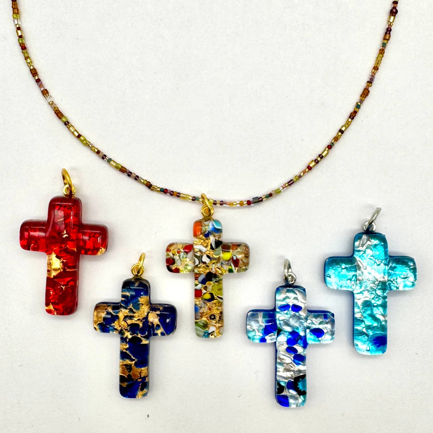 Fusion Murano Glass Cross Pendant