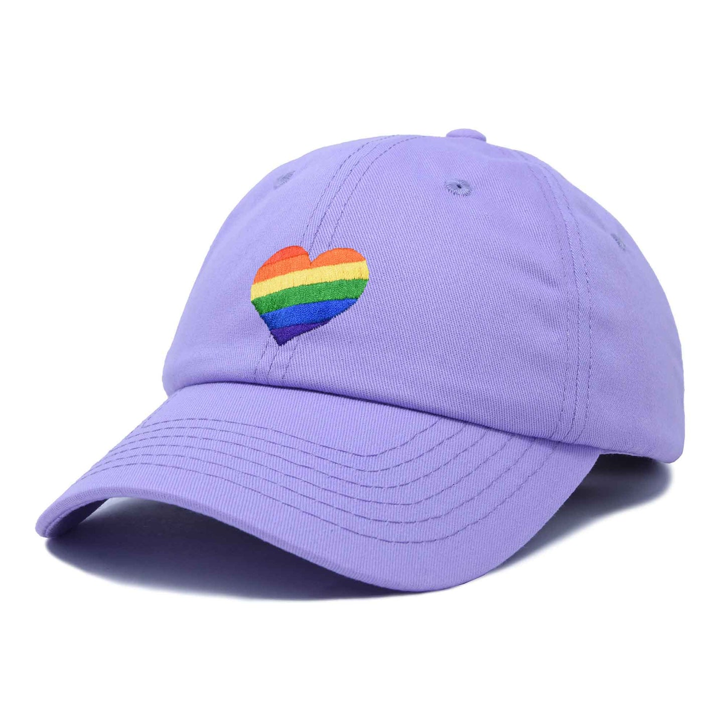 Rainbow Embroidered Heart Cap - Lavender