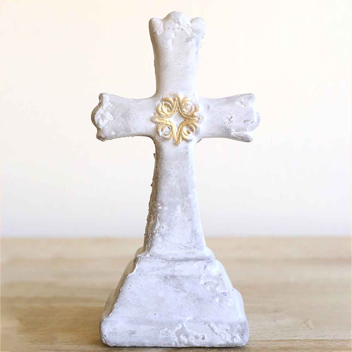 Croix Decor Gray/White/Gold Cross - Clearance