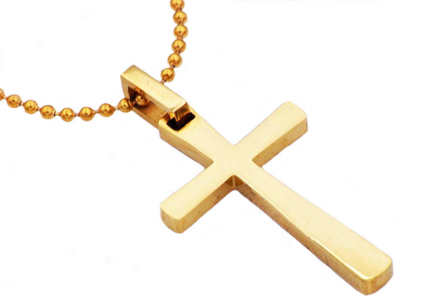 Men's Gold Stainless Steel Small Cross Pendant Necklace