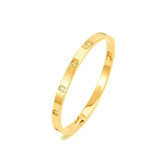 8-Stone High Polish Gold Bangle Bracelet