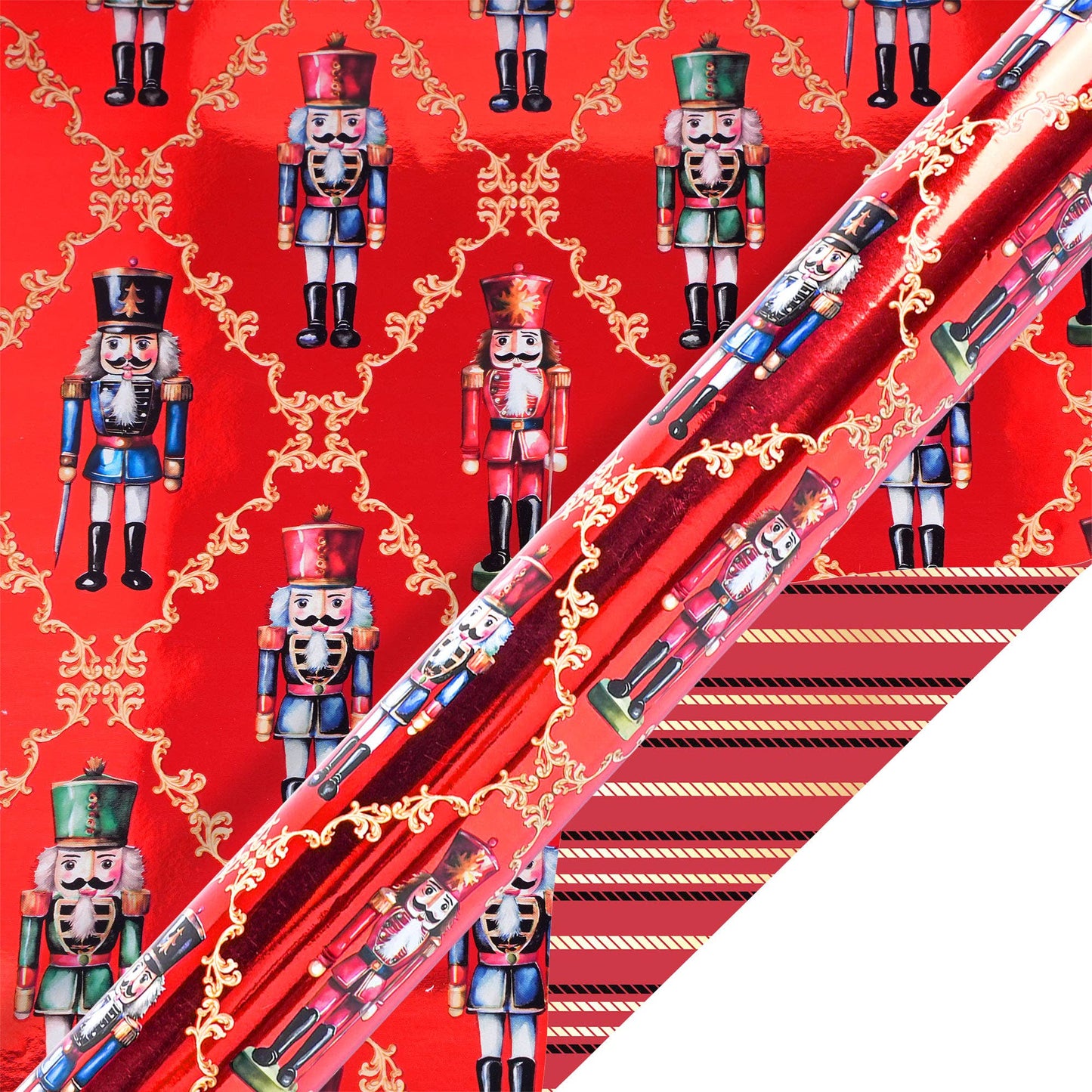 30" x 10' Wrapping Paper Bundle (4-pack) | Ruby Nutcracker