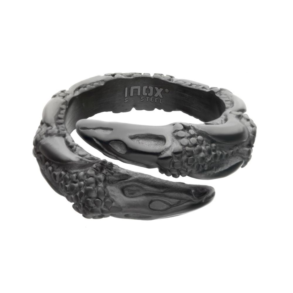 Steel & Black IP Oxidized Claw Ring