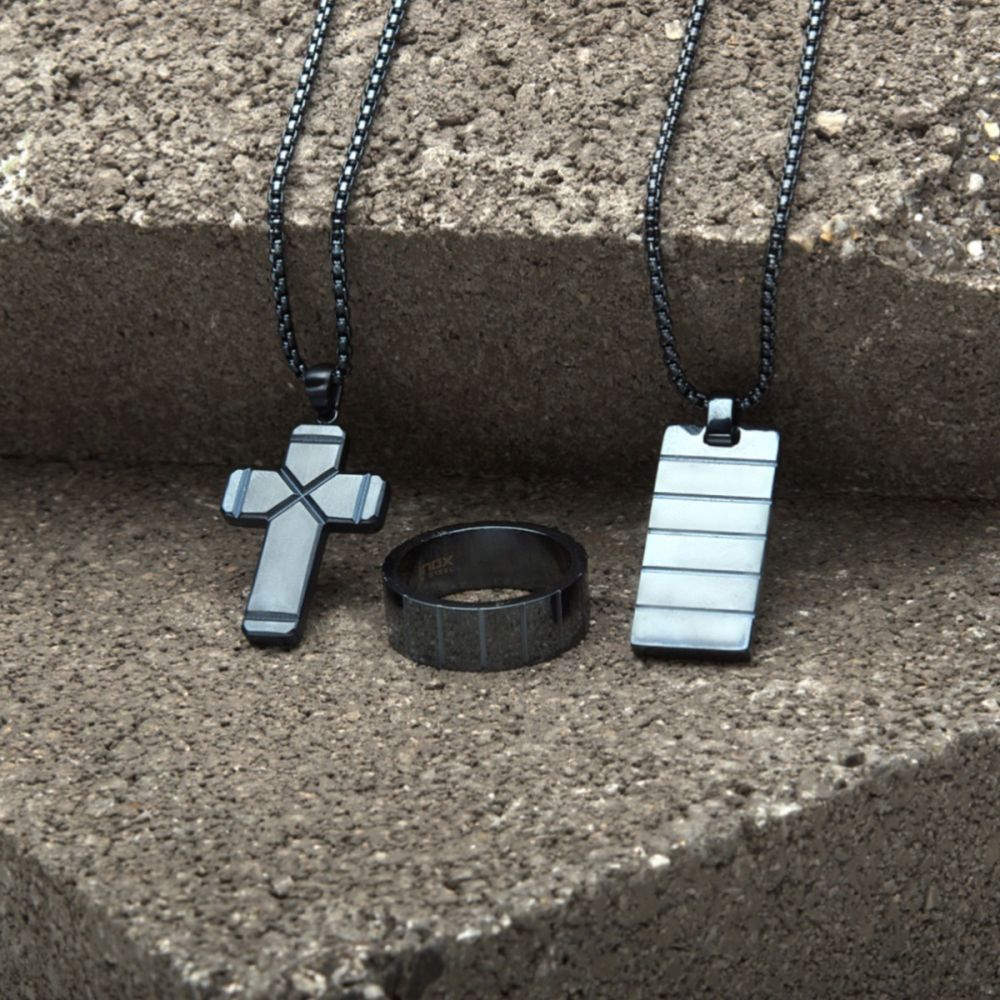 Blue IP Ridged Compact Ring