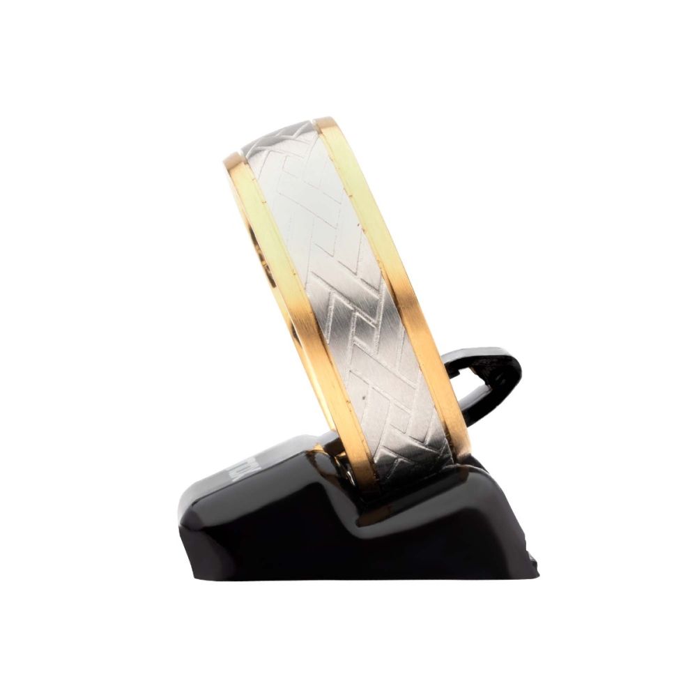 Gold IP Edge with Steel Weave Ring