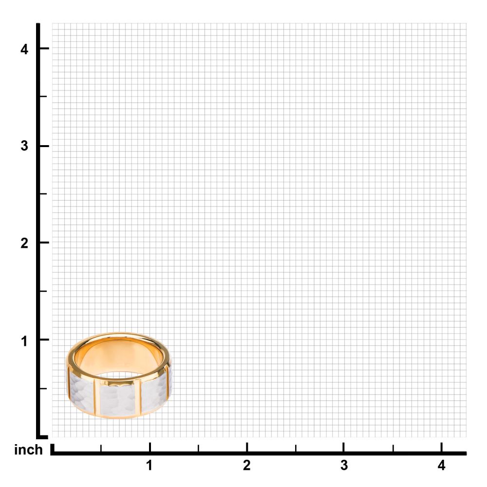 Gold IP & Stainless Steel Hammered Finish Ring