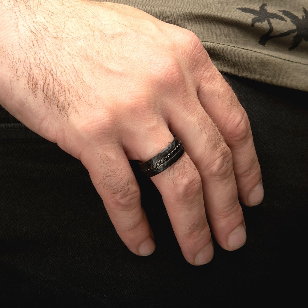 Stainless Steel Blacksmith Hammered Ring