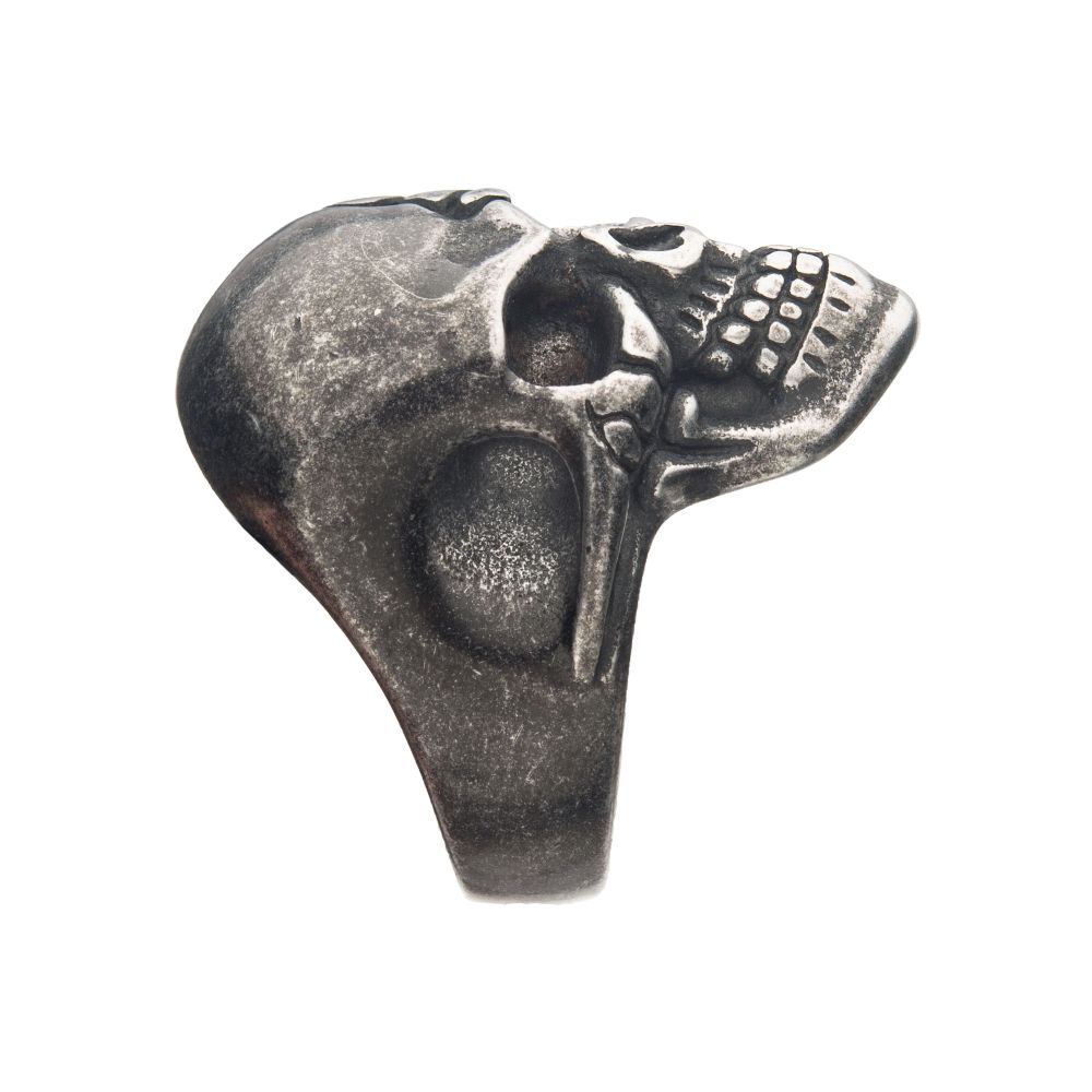 Oxidized Stainless Steel & Gold IP Skull Ring