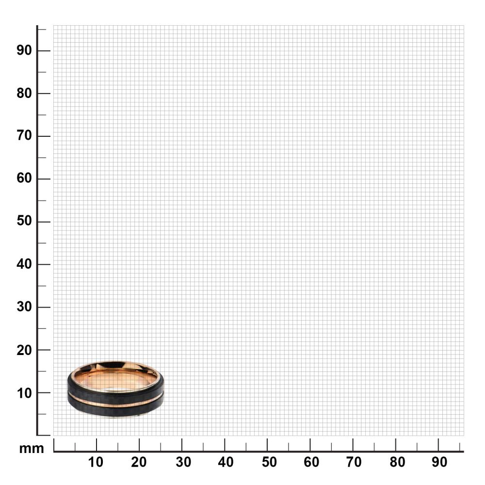 Rose Gold IP with Double Line Solid Carbon Fiber Ring