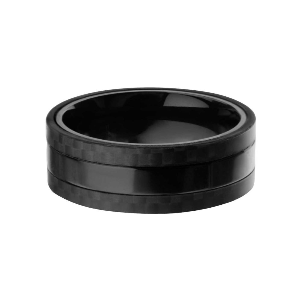 Solid Carbon with Center Black IP Ring