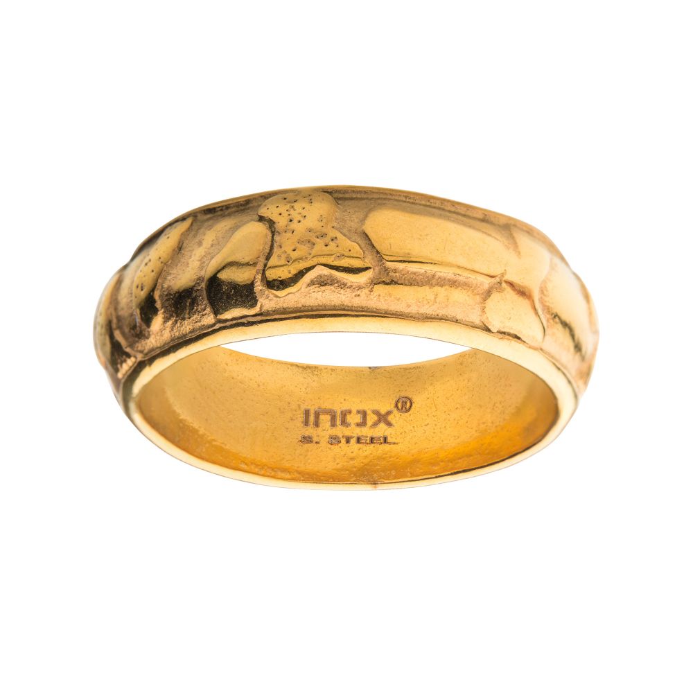 7mm Gold IP 3D Canyon Pattern Ring