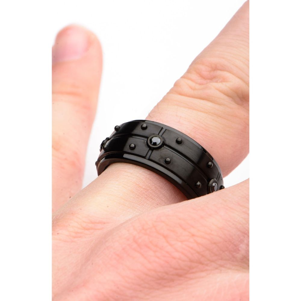 2.5mm Black Genuine Diamond Black IP Ring