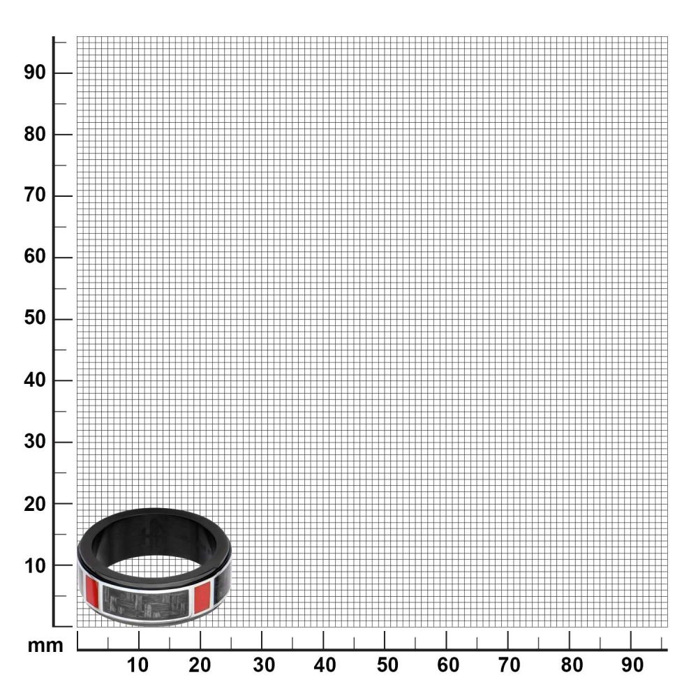 Polished Finish Black IP with a dash of red Carbon Fiber Weave Pattern Ring