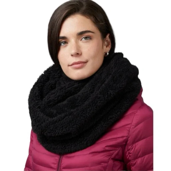 Soft Sherpa Infinity Scarf - Black Heather