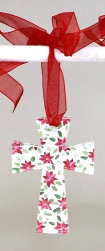 Cutout Acrylic Cross Ornament, Red & Green - 3x.3x4"