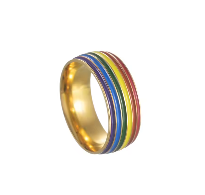 Pride Rainbow Gold Tone Ring