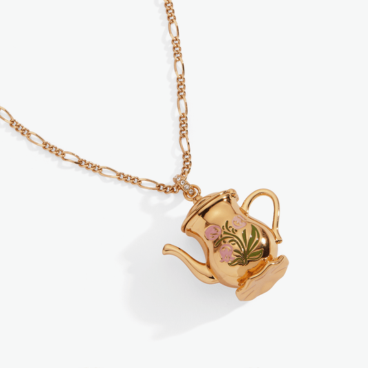 Tea Party Kettle Locket Pendant Necklace