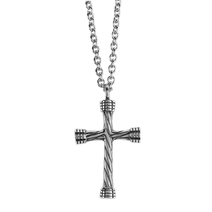 Antique Rope Cross Necklace 24Inch