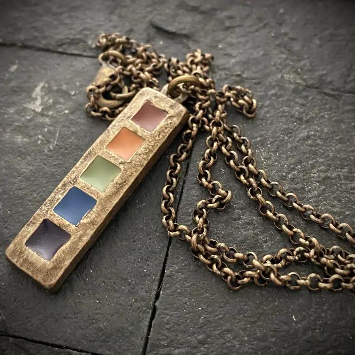Antiqued Bronze Rainbow Necklace - 18in - Clearance