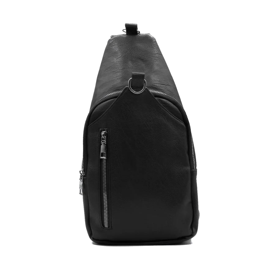 Vegan Leather Sling Bag - Black - Clearance