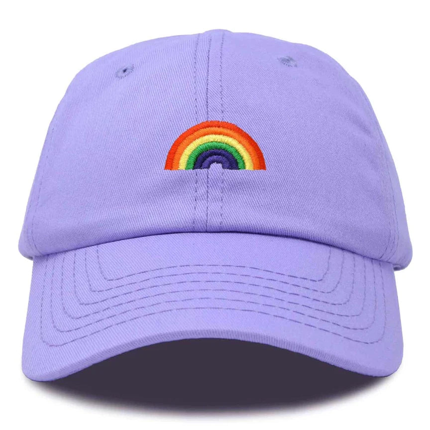 Rainbow Embroidered Ball Cap Lavender-