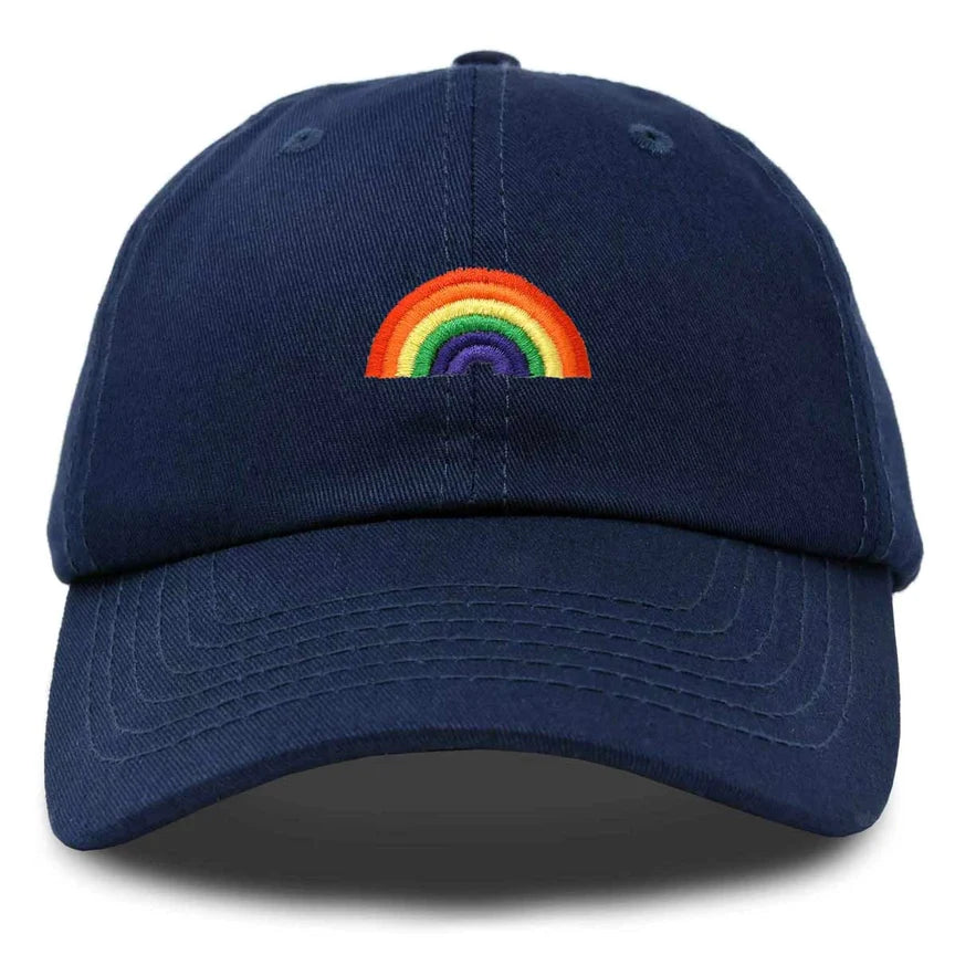 Rainbow Embroidered Ball Cap Navy-