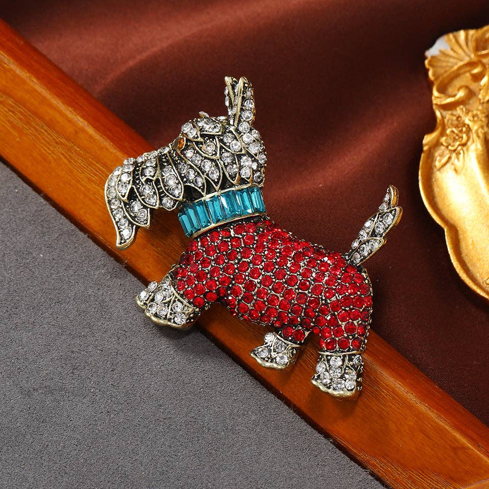 Dog Alloy Rhinestone Brooch