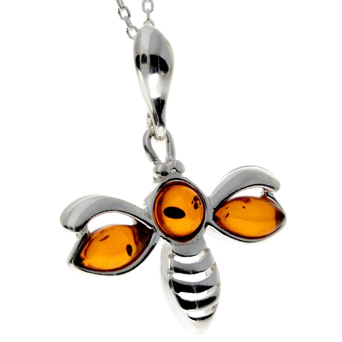 925 Sterling Silver & Baltic Amber Bee Pendant