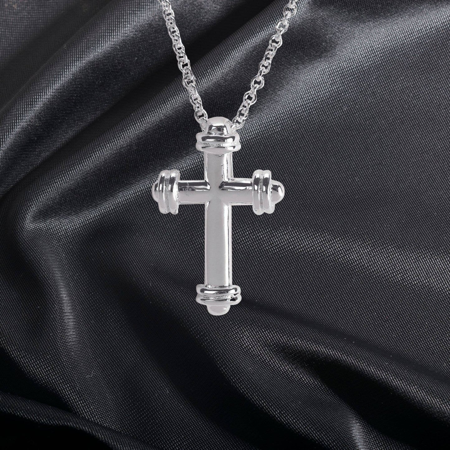 Silver Plated Mini Cross With Circled Ends Necklace Sale