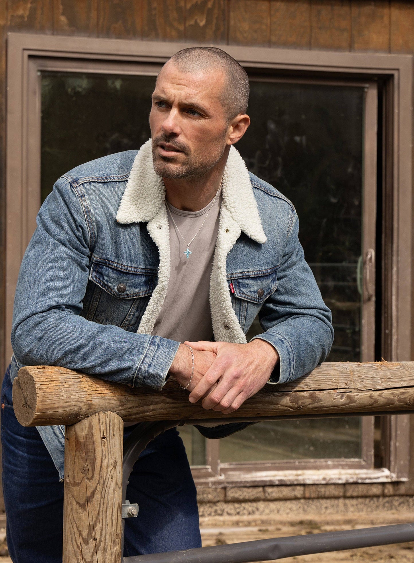 925 Sterling Silver Cross Pendant with Blue Enamel 2mm Cuban Chain